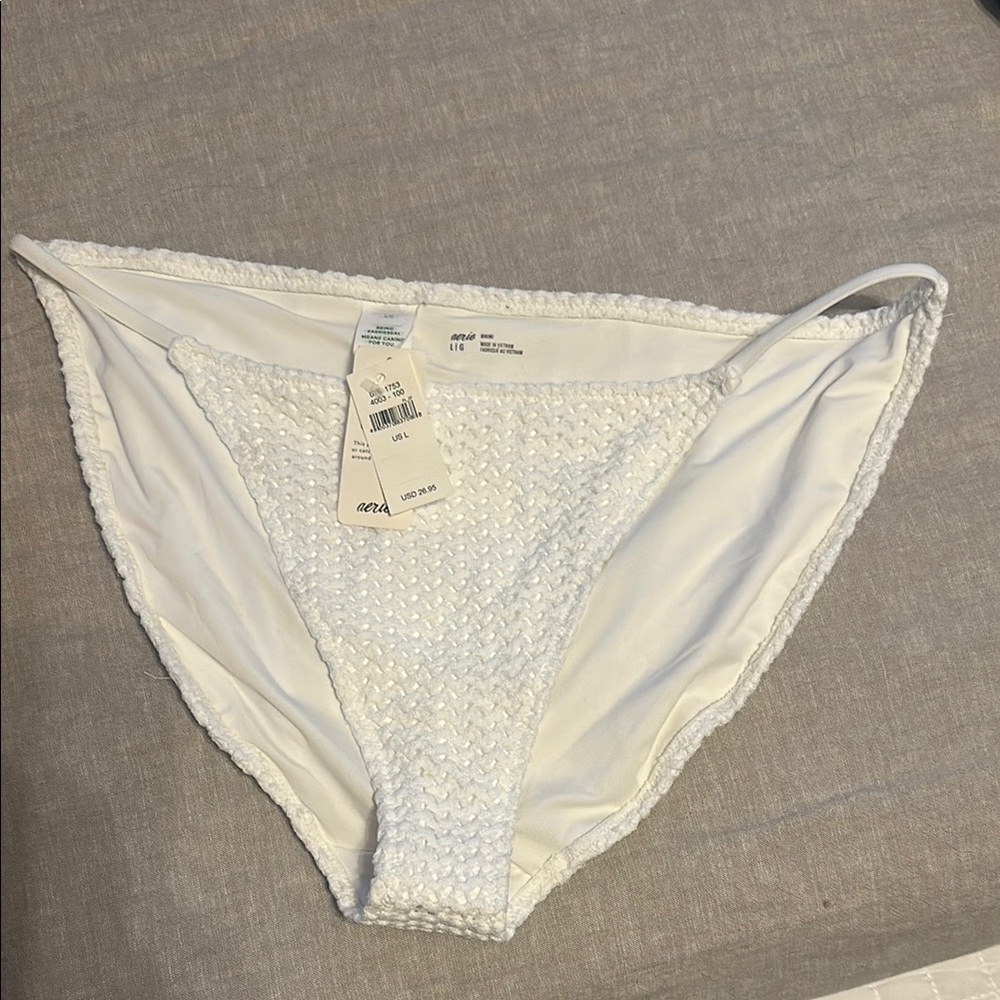 Aerie White Textured Swim Bottom